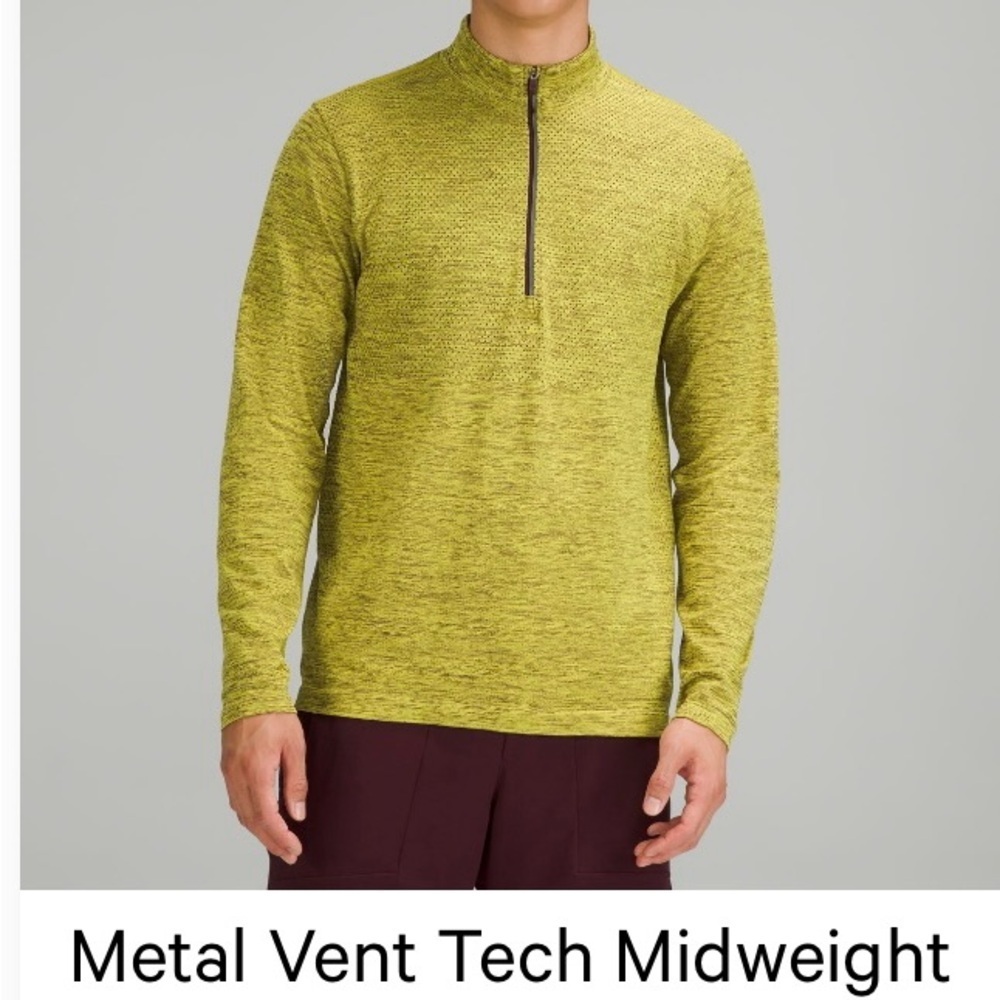 lululemon athletica Men's Mustard Zip-Up Sweater metal vent